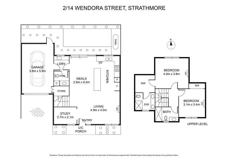 Floorplan of Homely townhouse listing, 2/14 Wendora Street, Strathmore VIC 3041