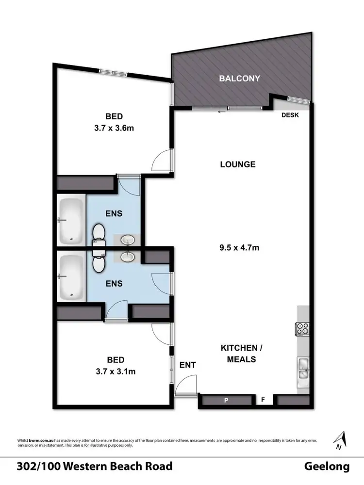 Floorplan of Homely apartment listing, Apt 302/100 Western Beach, Geelong VIC 3220