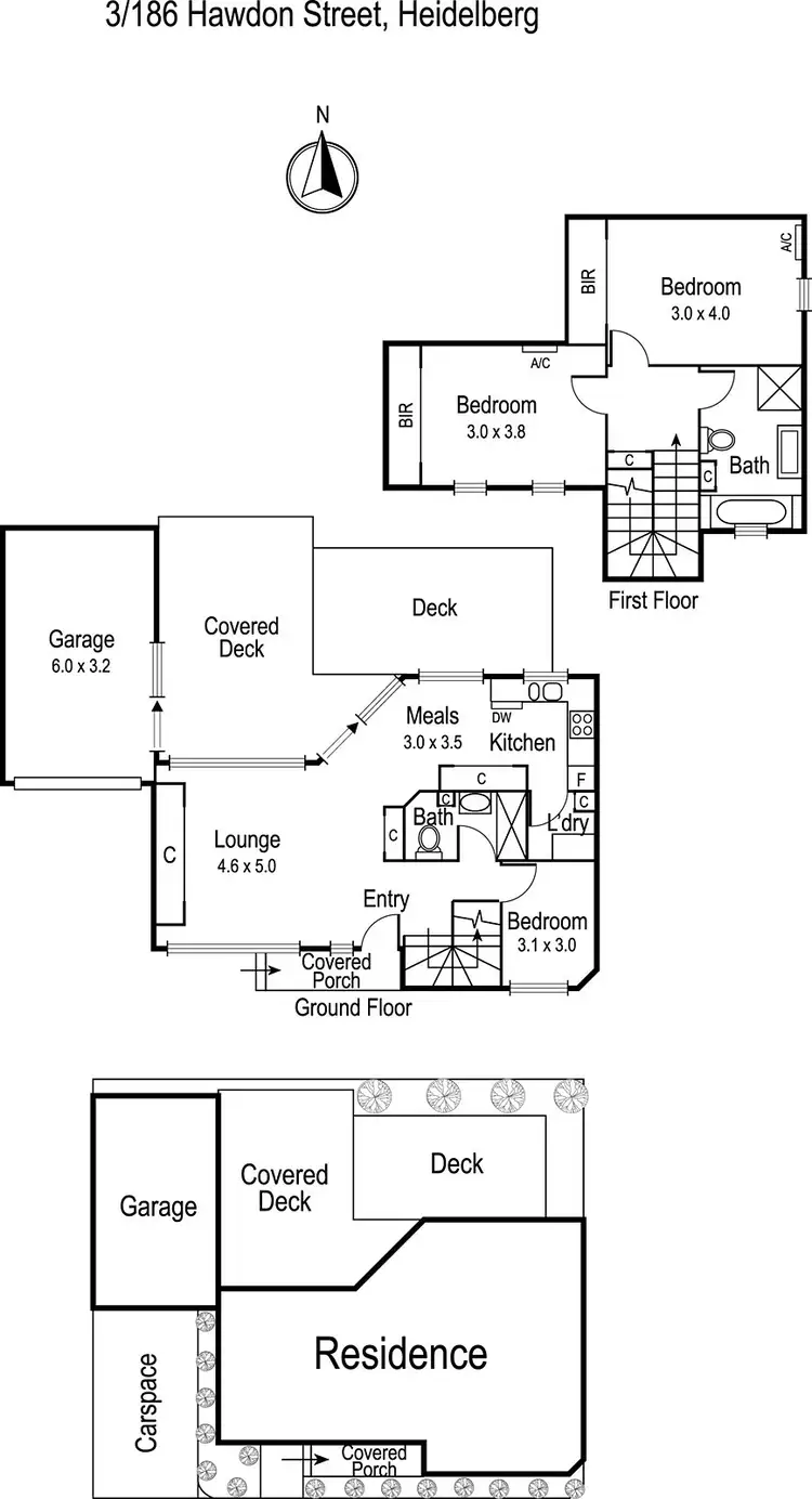 Floorplan of Homely townhouse listing, 3/186 Hawdon Street, Heidelberg VIC 3084