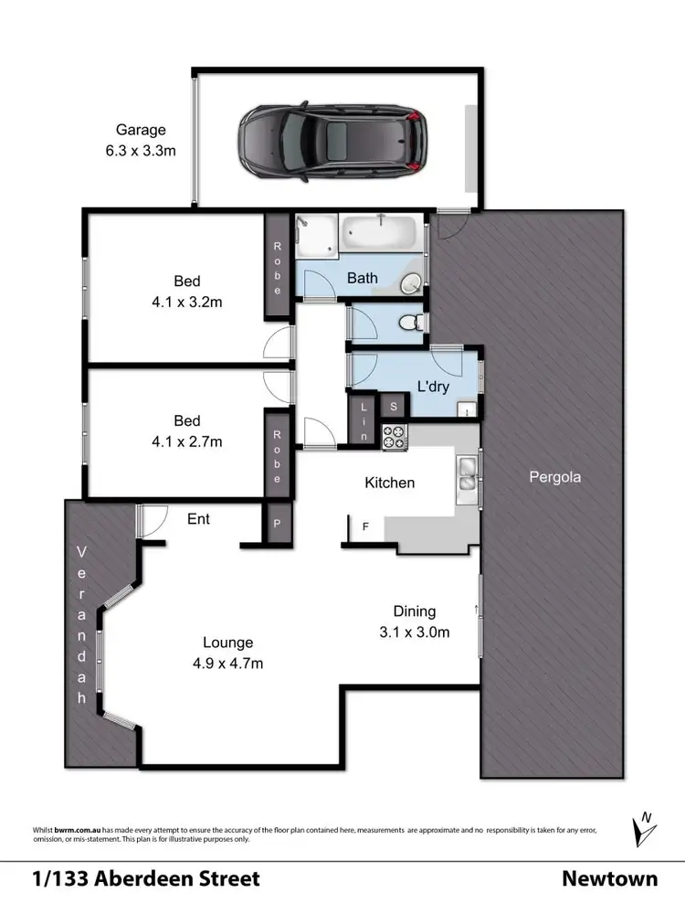 Floorplan of Homely unit listing, 1/133 Aberdeen Street, Newtown VIC 3220