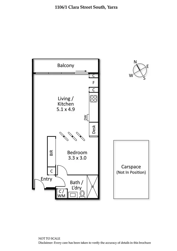 Floorplan of Homely apartment listing, 1106/1 Clara Street, South Yarra VIC 3141