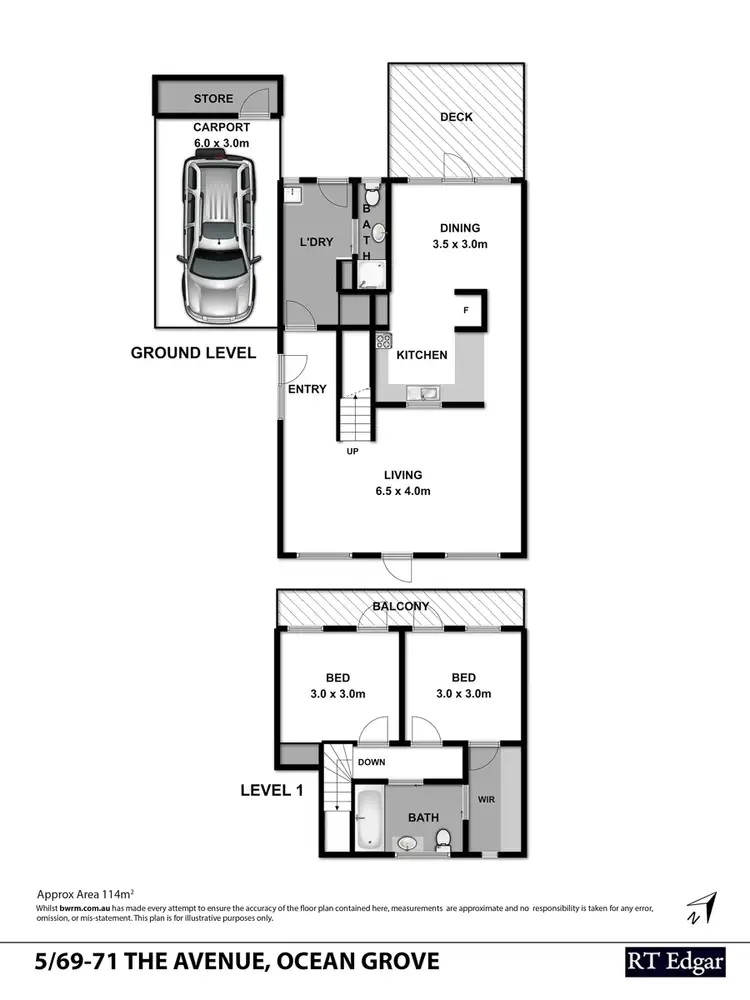 Floorplan of Homely unit listing, 5/69-71 The Avenue, Ocean Grove VIC 3226