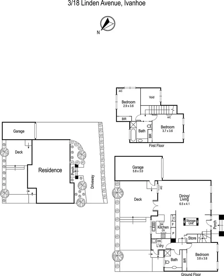 Floorplan of Homely townhouse listing, 3/18 Linden Avenue, Ivanhoe VIC 3079