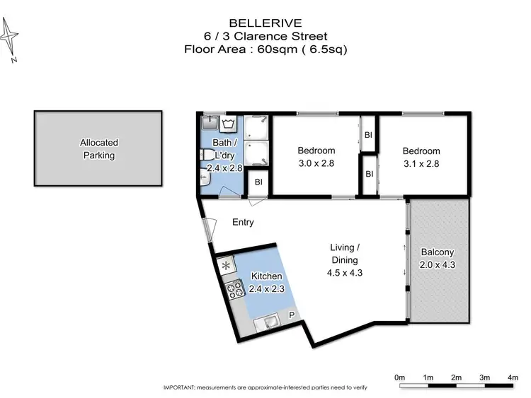 Floorplan of Homely apartment listing, 6/3 Clarence Street, Bellerive TAS 7018