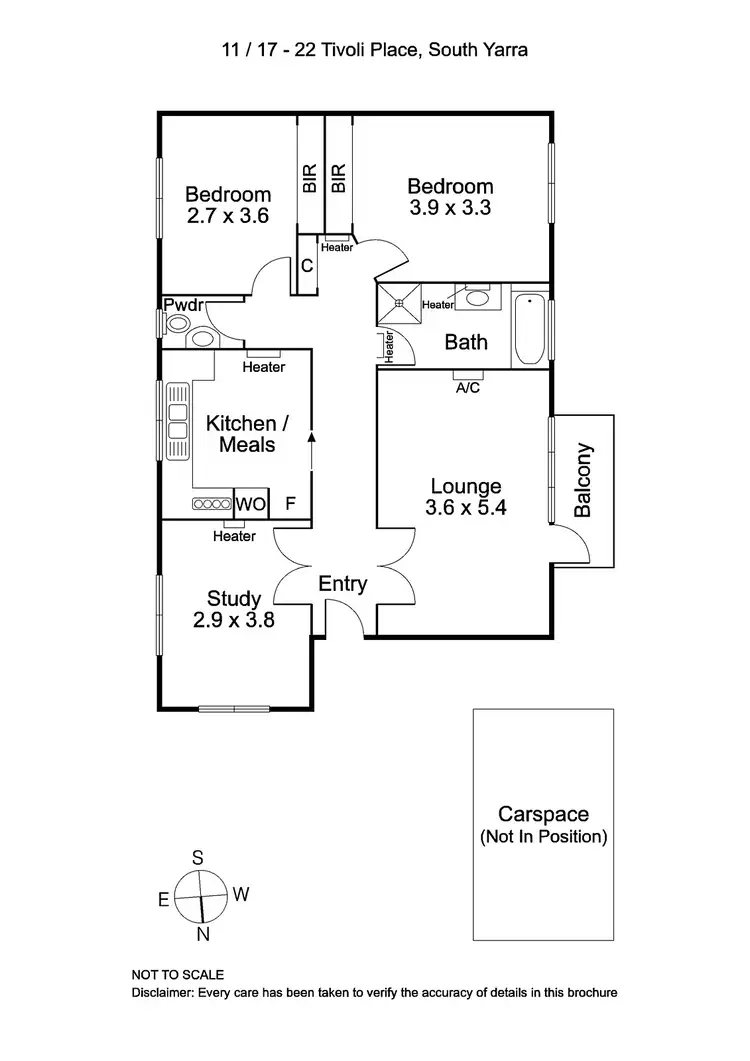 Floorplan of Homely apartment listing, 11/17-21 Tivoli Place, South Yarra VIC 3141