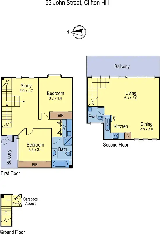 Floorplan of Homely townhouse listing, 53 John Street, Clifton Hill VIC 3068