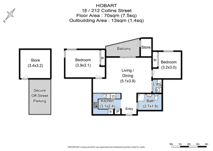Floorplan of Homely apartment listing, 18/212 Collins Street, Hobart TAS 7000
