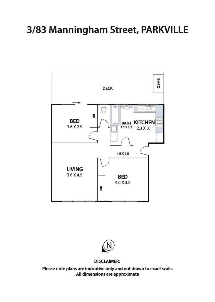 Floorplan of Homely apartment listing, 3/83 Manningham Street, Parkville VIC 3052