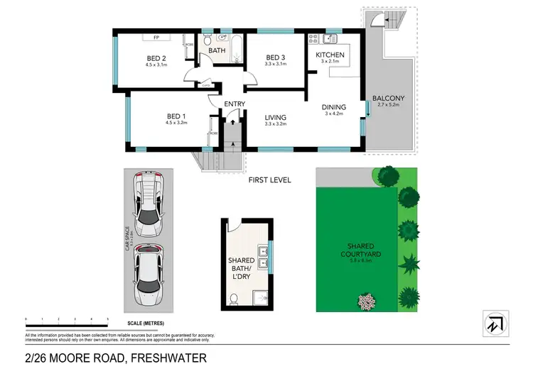 Floorplan of Homely semi-detached listing, 2/26 Moore Road, Freshwater NSW 2096