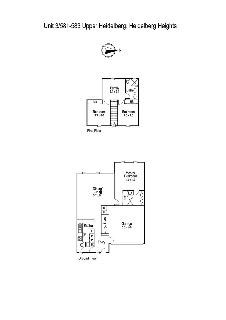 Floorplan of Homely townhouse listing, 3/581-583 Upper Heidelberg Road, Heidelberg Heights VIC 3081