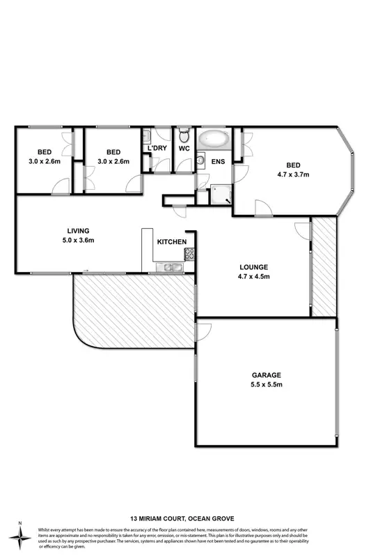 Floorplan of Homely house listing, 13 Miriam Court, Ocean Grove VIC 3226