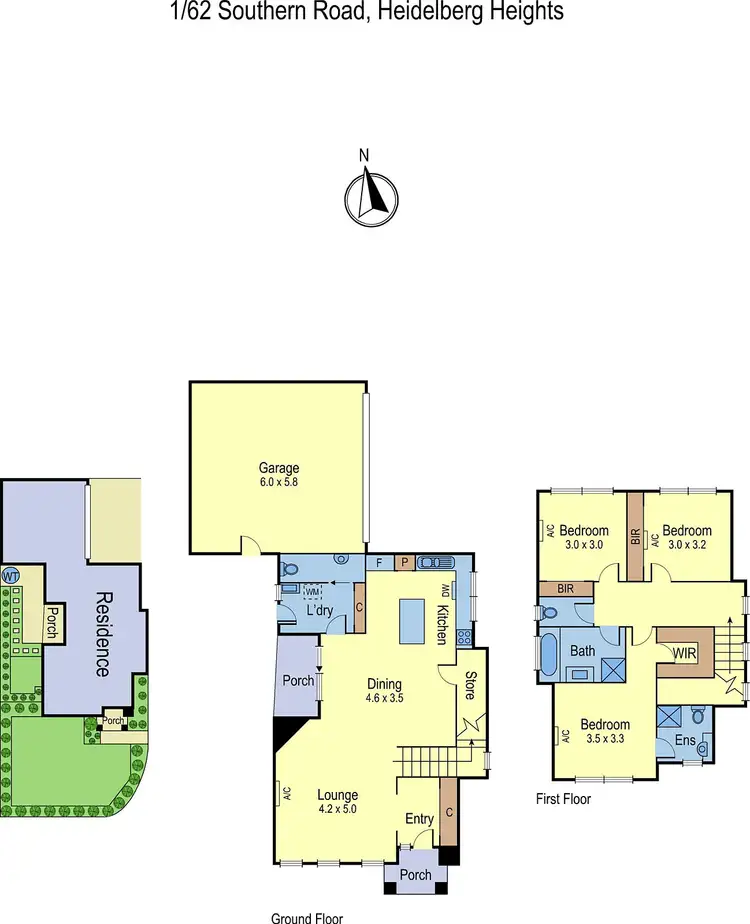 Floorplan of Homely townhouse listing, 1/62 Southern Road, Heidelberg Heights VIC 3081