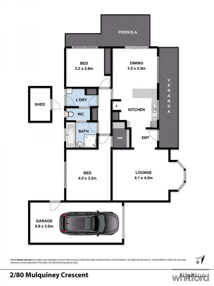 Floorplan of Homely unit listing, 2/80 Mulquiney Crescent, Highton VIC 3216