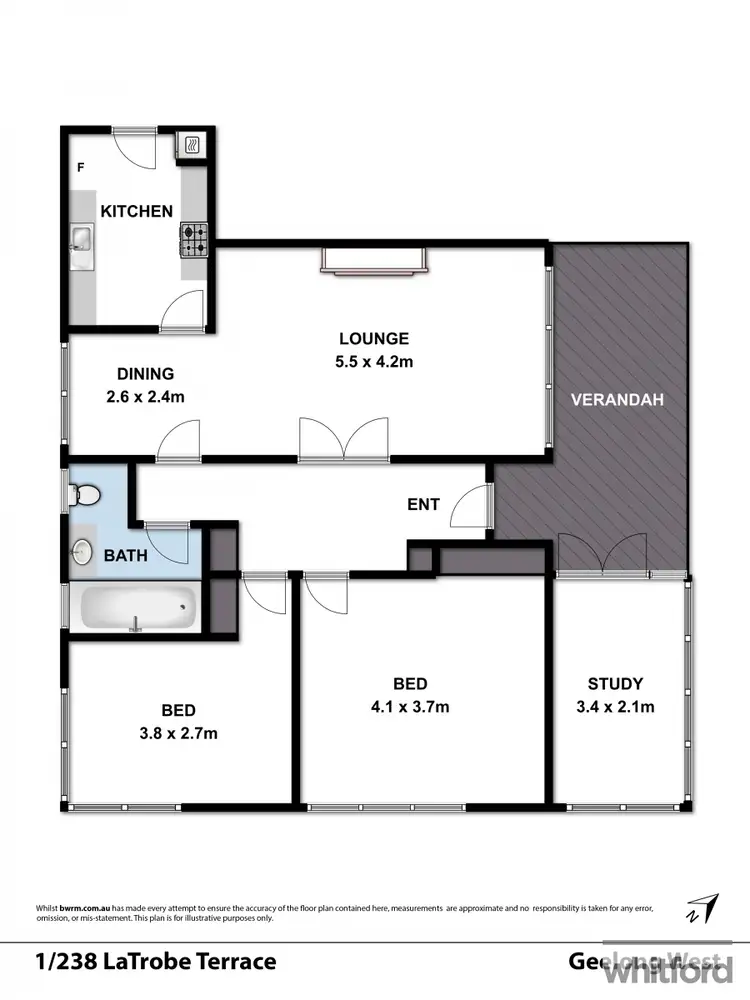 Floorplan of Homely unit listing, 1/238 Latrobe Terrace, Geelong West VIC 3218