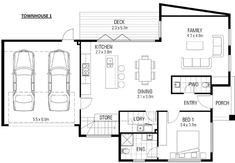 Floorplan of Homely townhouse listing, 1/13 Stonehaven Crescent, Hampton East VIC 3188