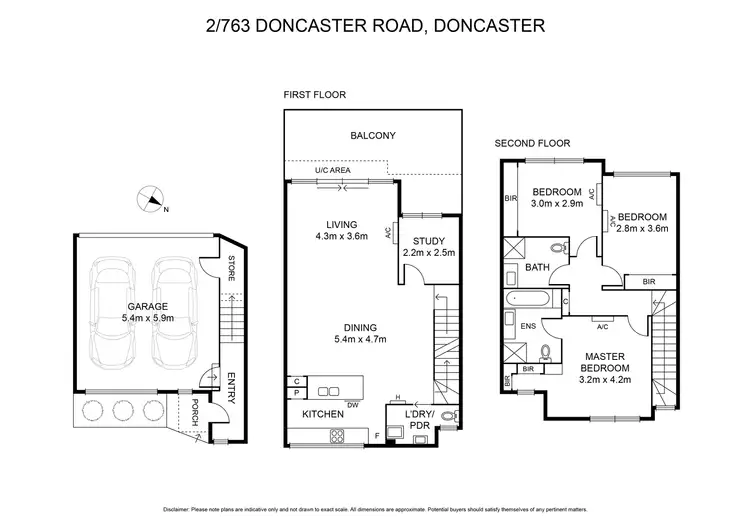 Floorplan of Homely townhouse listing, 2/763 Doncaster Road, Doncaster VIC 3108