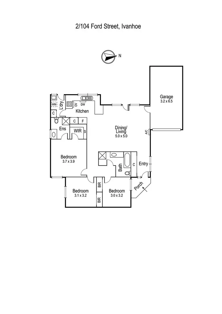 Floorplan of Homely unit listing, 2/104 Ford Street, Ivanhoe VIC 3079