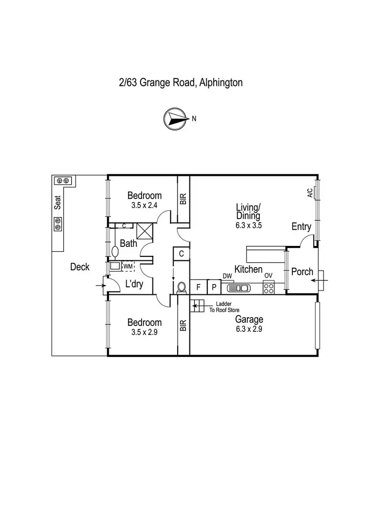 Floorplan of Homely unit listing, 2/63 Grange Road, Fairfield VIC 3078