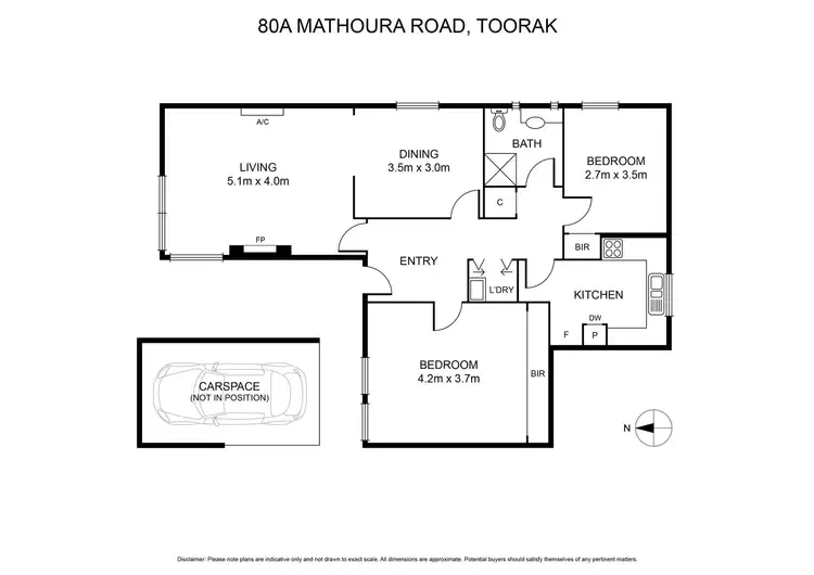 Floorplan of Homely townhouse listing, 80A Mathoura Road, Toorak VIC 3142