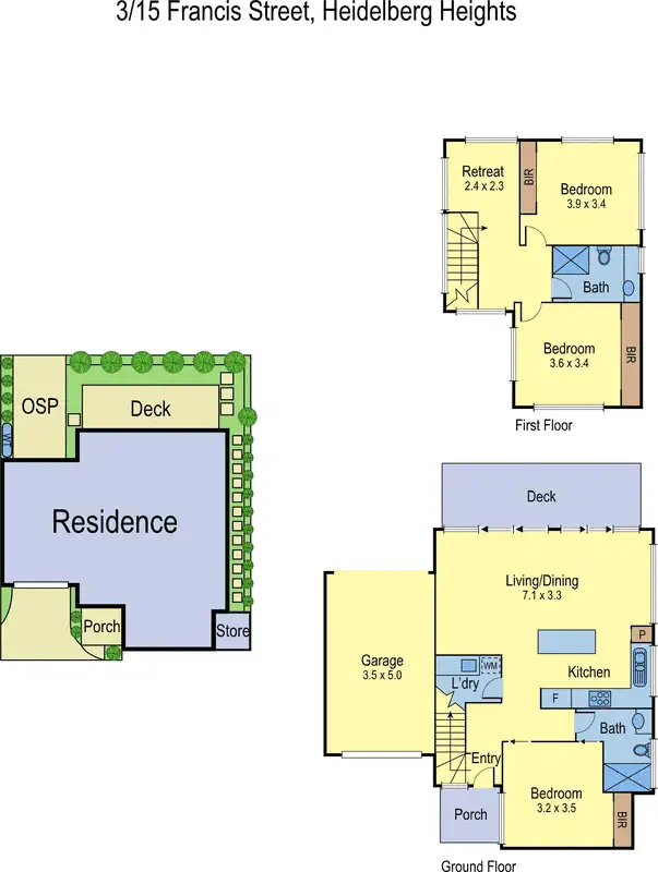 Floorplan of Homely townhouse listing, 3/15 Francis Street, Heidelberg Heights VIC 3081