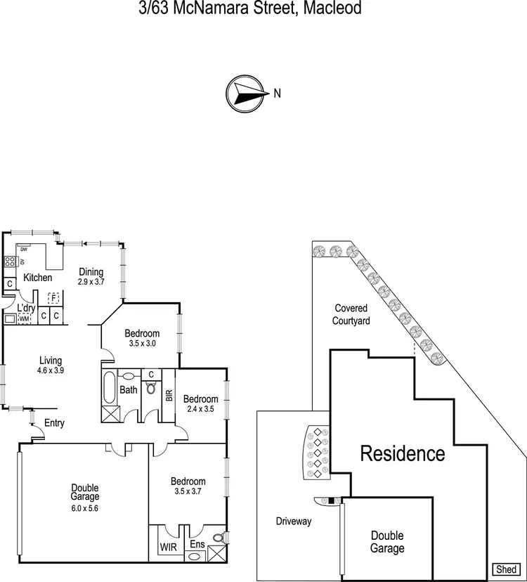 Floorplan of Homely unit listing, 3/63 McNamara Street, Macleod VIC 3085