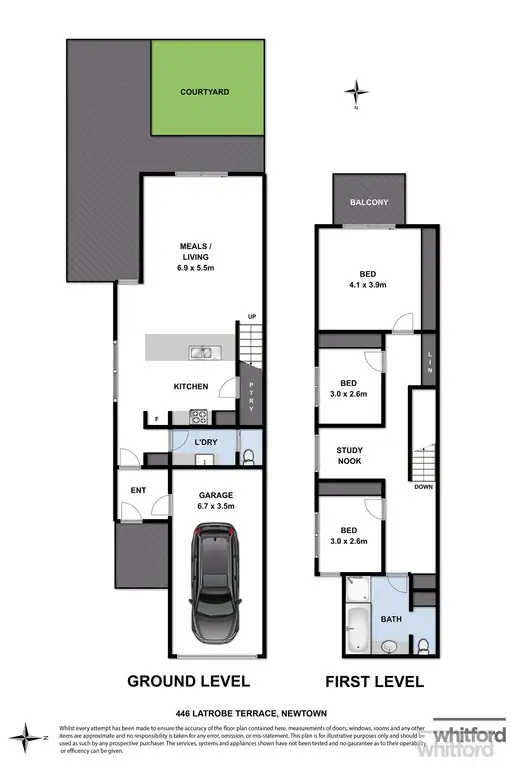 Floorplan of Homely townhouse listing, 446 Latrobe Terrace, Newtown VIC 3220