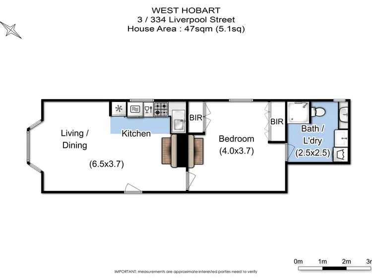 Floorplan of Homely apartment listing, 3/334 Liverpool Street, West Hobart TAS 7000