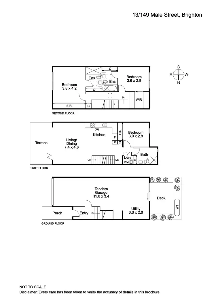 Floorplan of Homely townhouse listing, 13/149 Male Street, Brighton VIC 3186