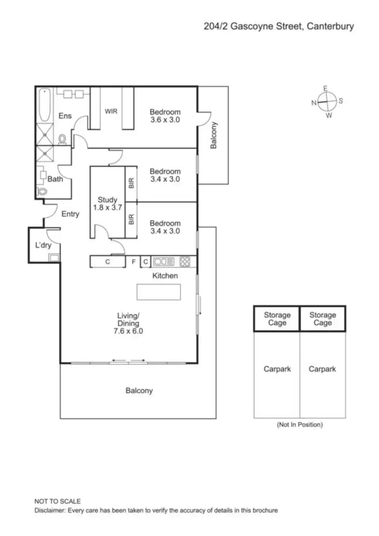 Floorplan of Homely apartment listing, 204/2 Gascoyne Street, Canterbury VIC 3126