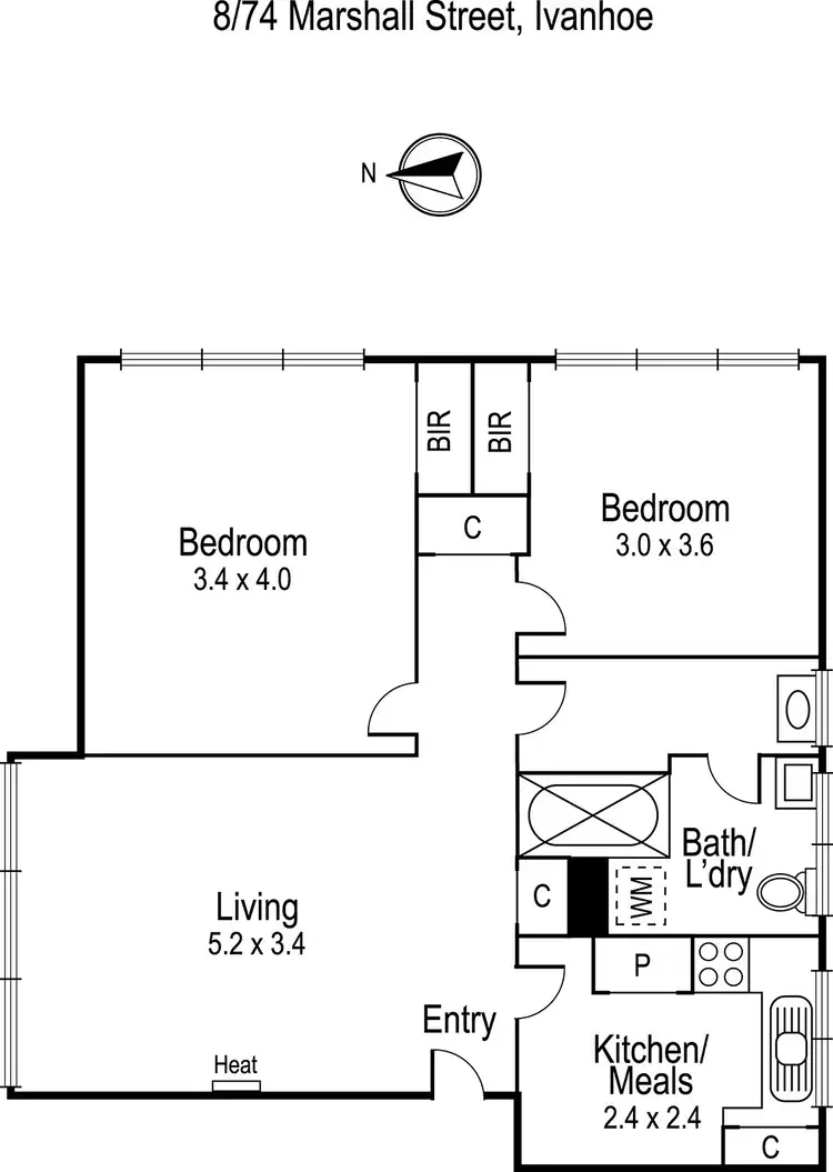 Floorplan of Homely apartment listing, 8/74 Marshall Street, Ivanhoe VIC 3079