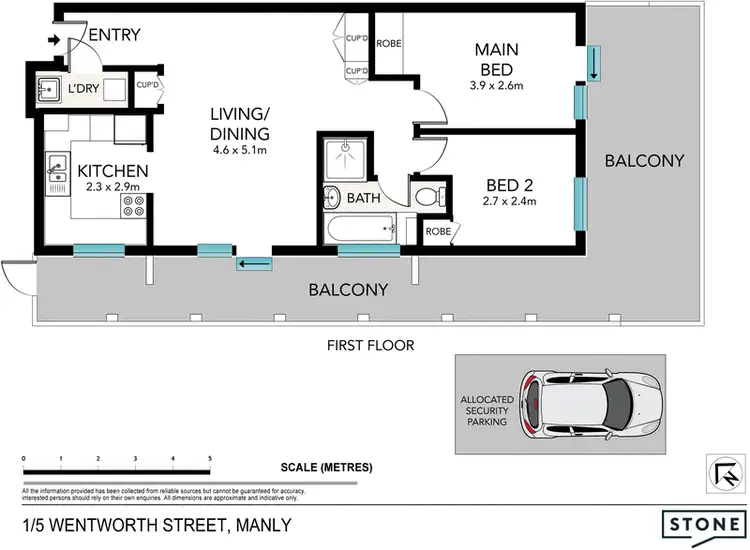 Floorplan of Homely apartment listing, 1/5 Wentworth Street, Manly NSW 2095