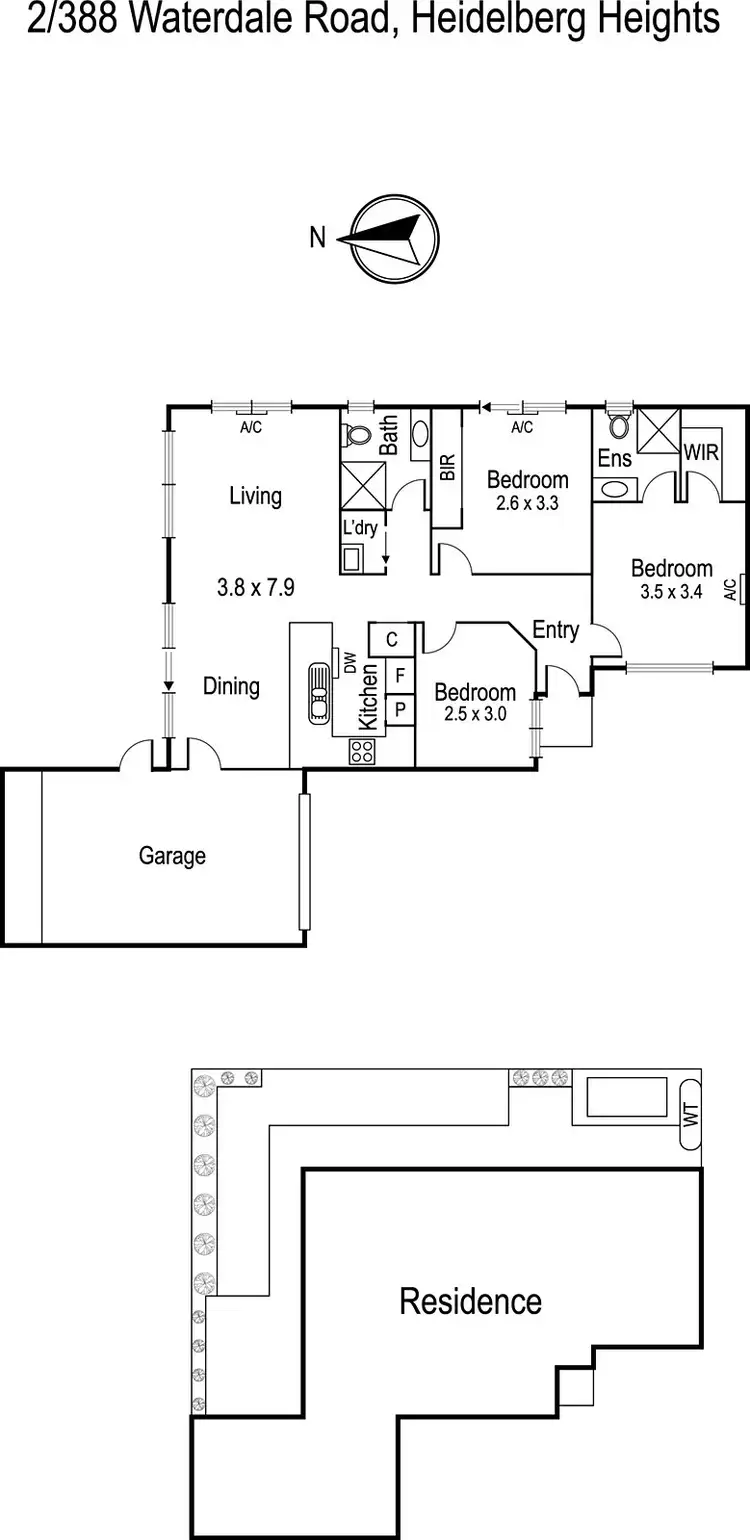 Floorplan of Homely unit listing, 2/388 Waterdale Road, Heidelberg Heights VIC 3081