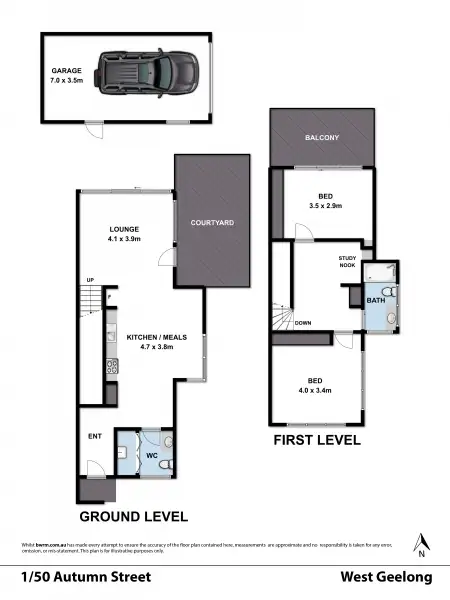 Floorplan of Homely townhouse listing, 1/50 Autumn Street, Geelong West VIC 3218
