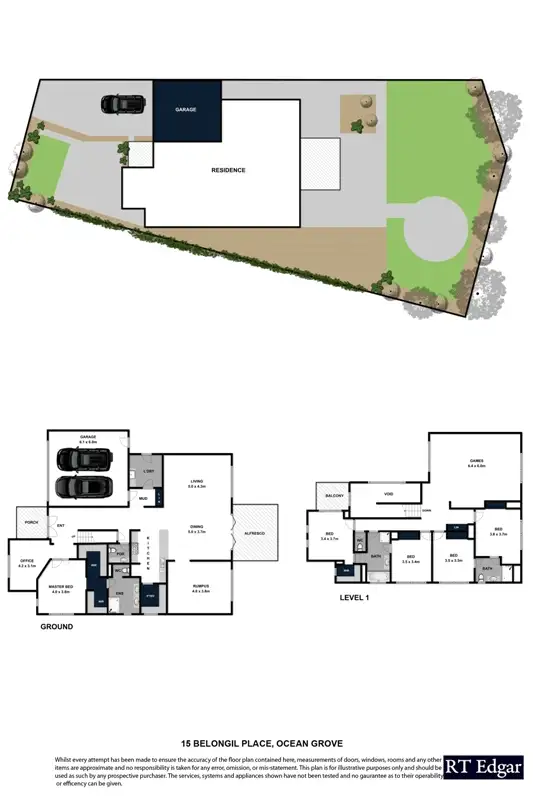 Floorplan of Homely house listing, 15 Belongil Place, Ocean Grove VIC 3226