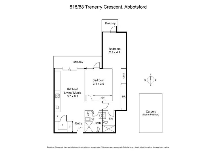 Floorplan of Homely apartment listing, 515/88 Trenerry Crescent, Abbotsford VIC 3067