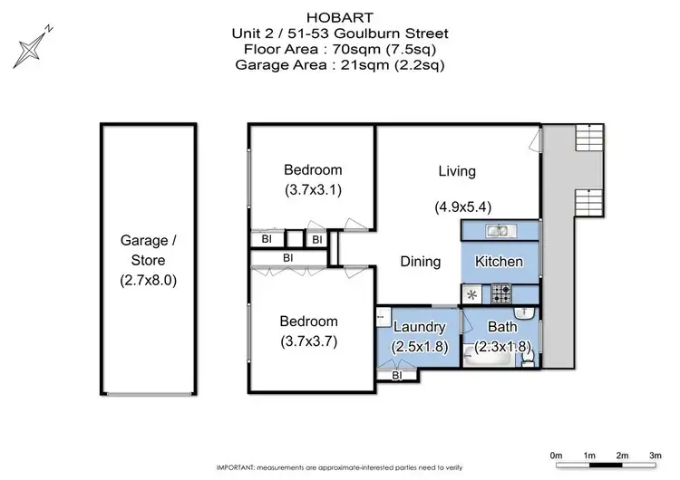 Floorplan of Homely apartment listing, 2/51-53 Goulburn Street, Hobart TAS 7000