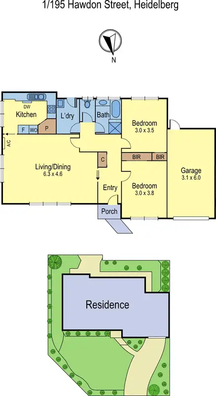Floorplan of Homely unit listing, 1/195 Hawdon Street, Heidelberg VIC 3084
