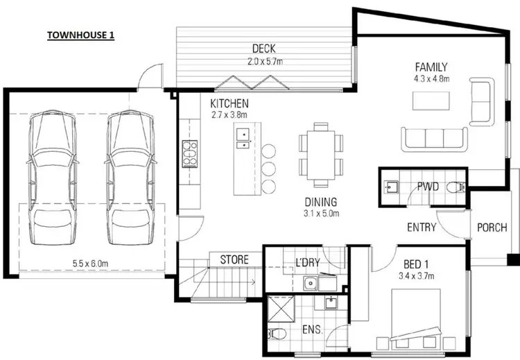 Floorplan of Homely townhouse listing, 1/13 Stonehaven Crescent, Hampton East VIC 3188
