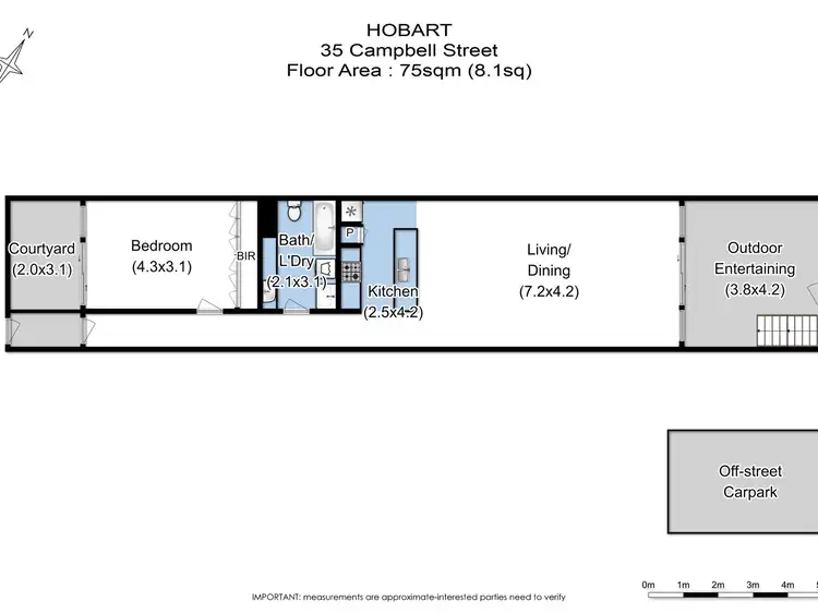Floorplan of Homely apartment listing, 3/37-39 Campbell Street, Hobart TAS 7000