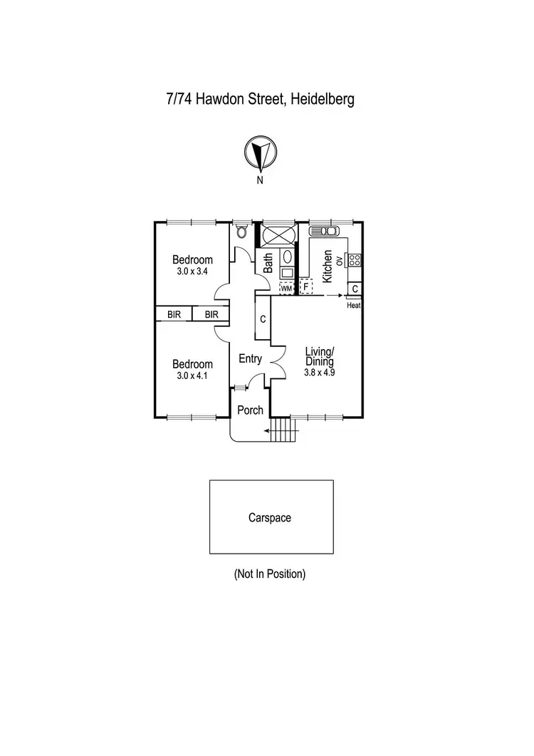 Floorplan of Homely unit listing, 7/74 Hawdon Street, Heidelberg VIC 3084