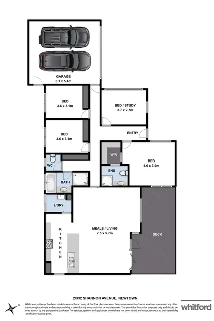 Floorplan of Homely townhouse listing, 2/332 Shannon Avenue, Newtown VIC 3220