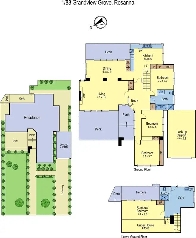 Floorplan of Homely unit listing, 1/88 Grandview Grove, Rosanna VIC 3084