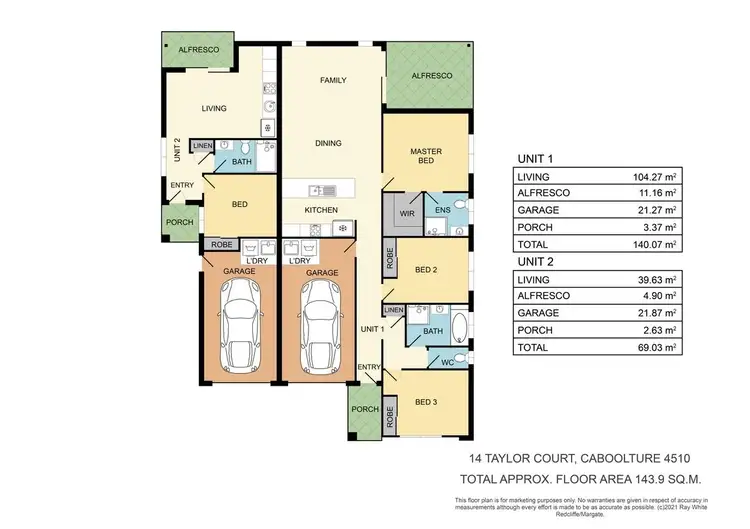 Floorplan of Homely semi-detached listing, 14 Taylor Court, Caboolture QLD 4510