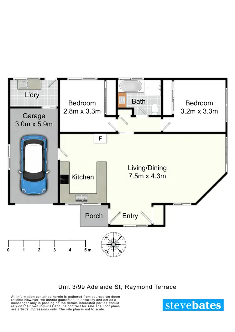 Floorplan of Homely unit listing, 3/99 Adelaide Street, Raymond Terrace NSW 2324