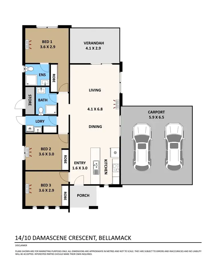 Floorplan of Homely semi-detached listing, 14/10 Damascene Crescent, Bellamack NT 832