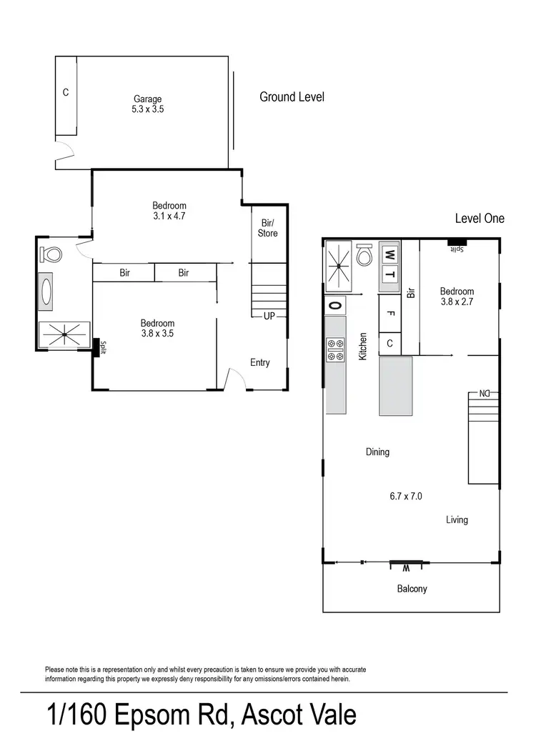 Floorplan of Homely townhouse listing, 1/160 Epsom Road, Ascot Vale VIC 3032