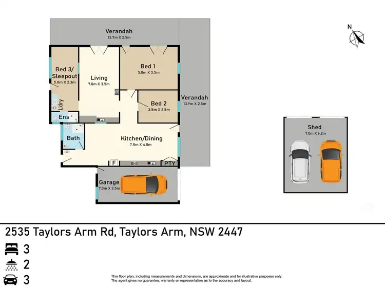 Floorplan of Homely rural property listing, 2535 Taylors Arm Road, Taylors Arm NSW 2447