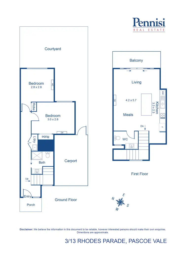 Floorplan of Homely townhouse listing, 13 Rhodes Parade, Pascoe Vale VIC 3044