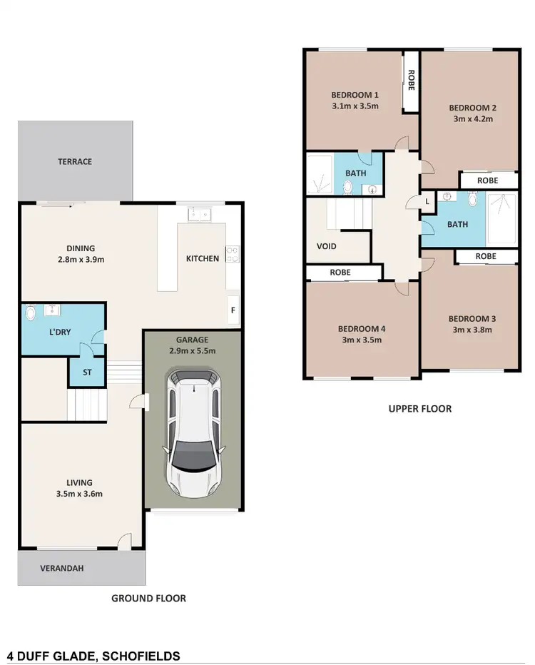 Floorplan of Homely townhouse listing, 4 Duff Glade, Schofields NSW 2762