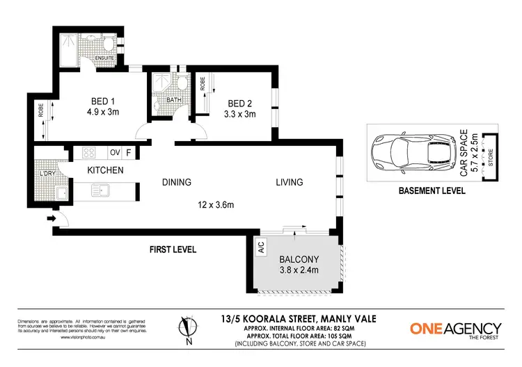 Floorplan of Homely apartment listing, 13/5 Koorala Street, Manly Vale NSW 2093